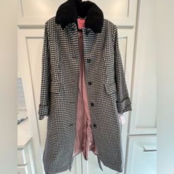 Brand New KATE SPADE NEW YORK Gingham Single Breasted Belted Coat - Picture 6 of 9